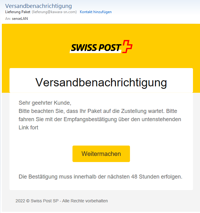 Phishing example